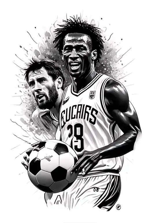 Leo Messi Woth World Cup Football Next To Michael Jordan With Cup