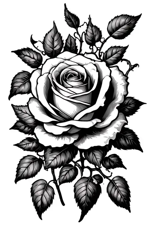 Rose In The Middle With Vines Growing Around It