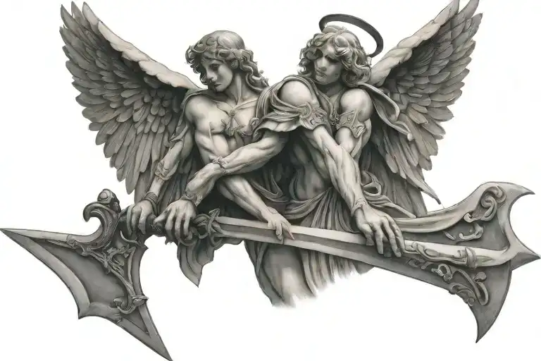 Large Angel Holding A Sword