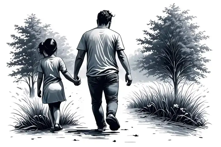 Dad Daughter Walking Together