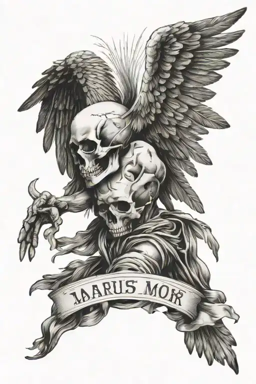 Icarus Fall With Hands And The Text Memento Mori And Momento Vivere