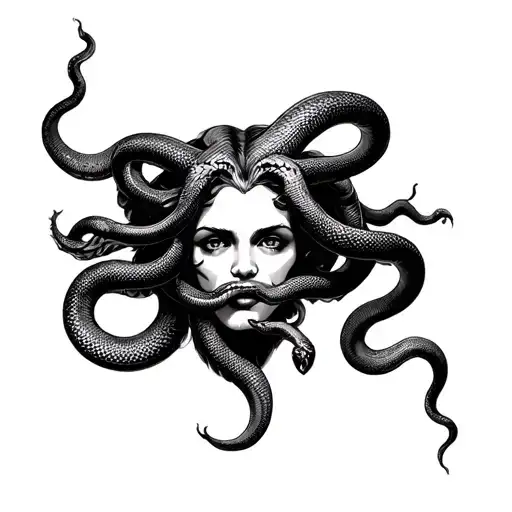 Medusa With Snakes Covering Mouth