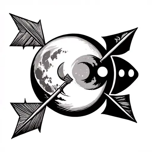 Straight Arrow With Moon Phases