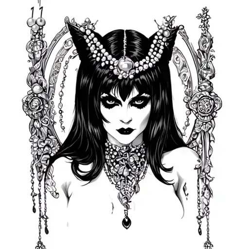 Elvira Headshot To Shoulders Gothic Pearls