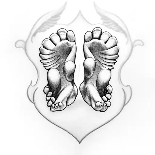 Baby Feet With Heart And Angel Wings