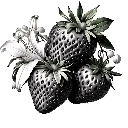 Group Of Strawberries With Lily Of The Valley Flowers