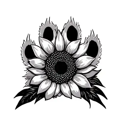 Paw Print And Sunflower