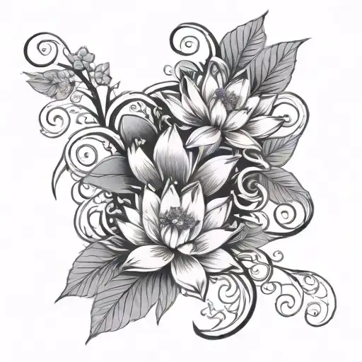 Vine Wrap Around Shoulder With Lotus Flower