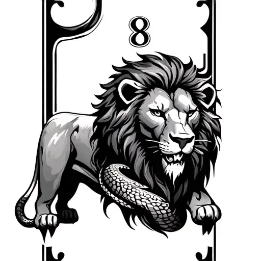 Scarred Lion With A Snake Wrapped And Number 8