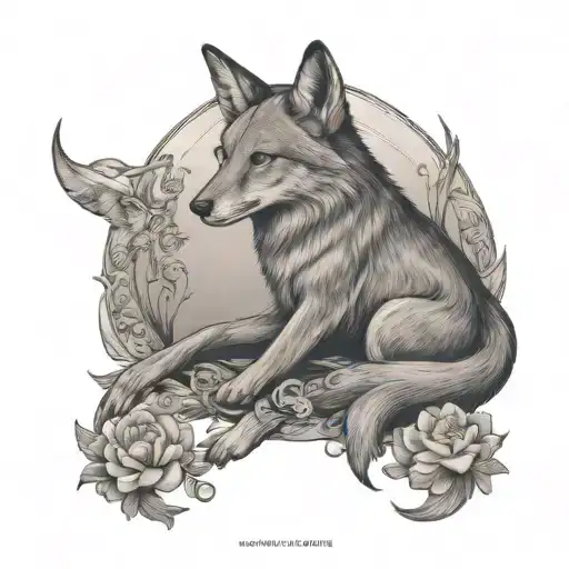 Eidelweiss Moon And Seated Coyote