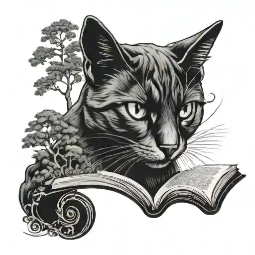 A Cat Reading A Book In A Lush Irish Landscape