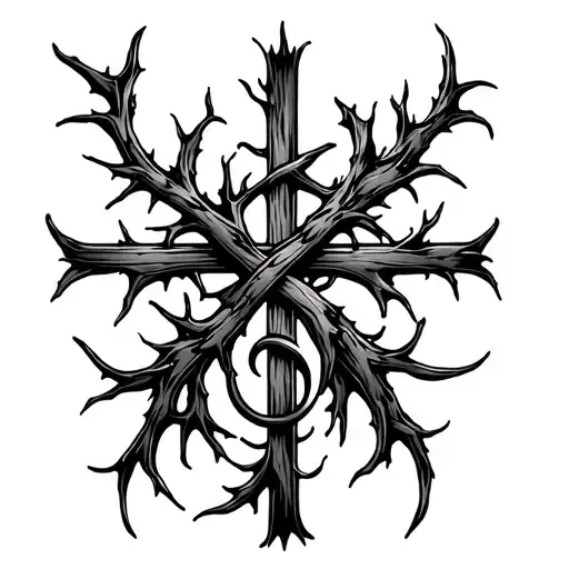Treble Clef Vine Merge Into Cross Made Of Thorns