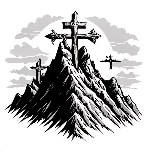 3 Crosses On Mountain Peak