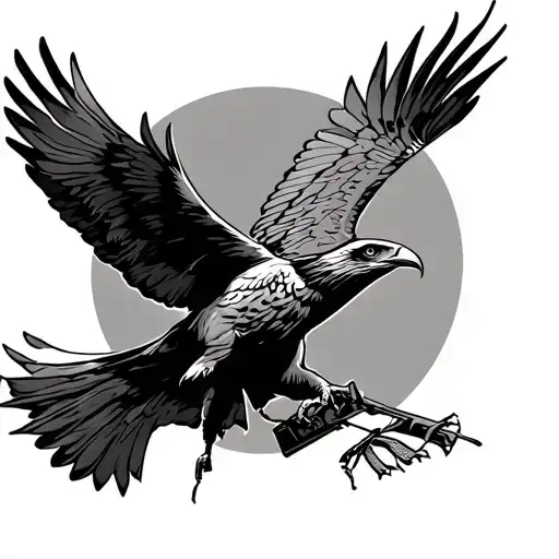 Windmill With Hawk Flying