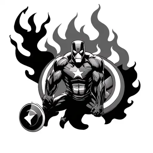 Marvel Sign With Fire Coming