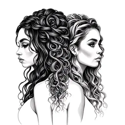 Black Woman Gemini Sisters Hair Tangled Together