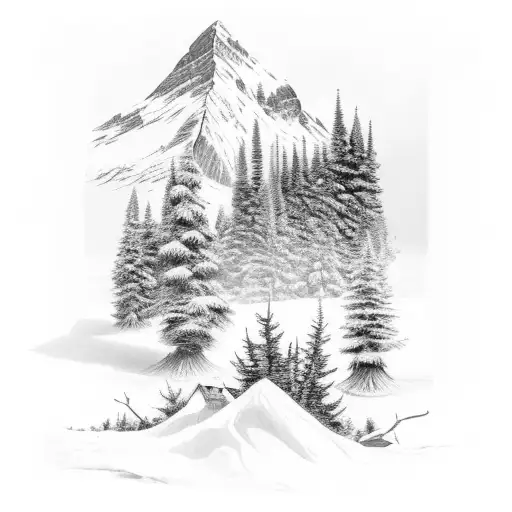 Mountain Scene In Nordic Coniferous Forest