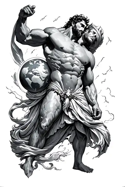 Titan Atlas Holding The World On His Back