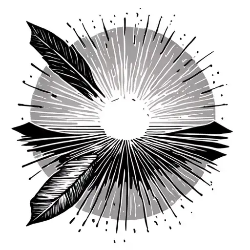 Pretty Arrow With Sunrise Fine Line