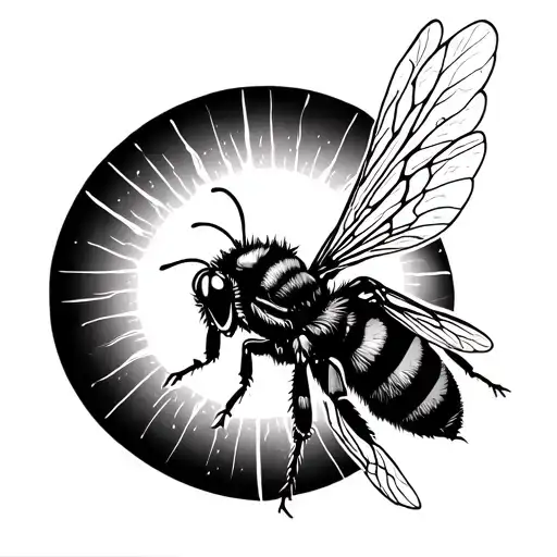 Bee Flying Towards The Sun