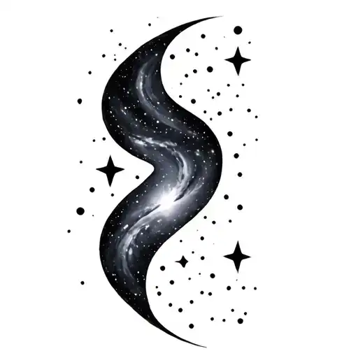 Coverup Tattoo For Above The Knee Of The Galaxy Stars And Dots