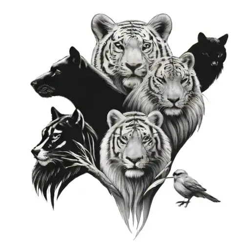 A Tattoo Design Incorporating Animals That Represent Different Family Members