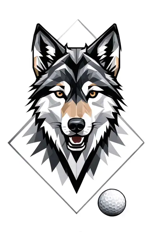 Golf Ball Wolf Geometric Design Incorporating