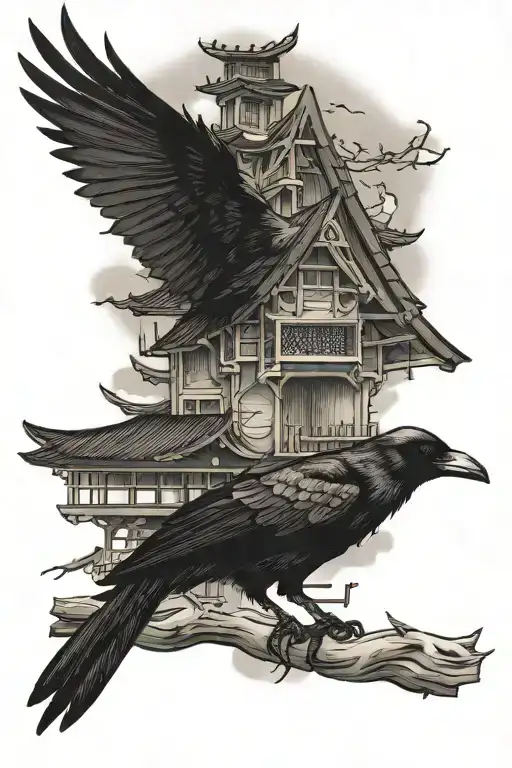 Crow On A Japanese House