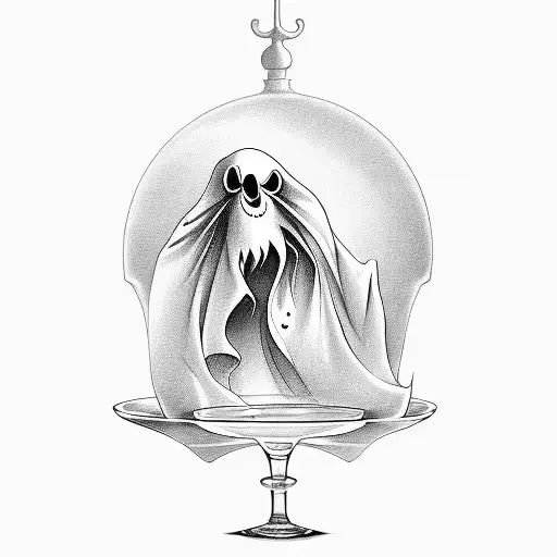 Cartoon Ghost On A Martini Glass