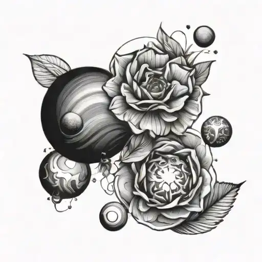 Planets In Line With A Flower