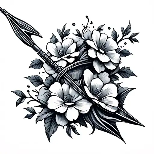 Spear Fishing Spear With Flowers Intertwined