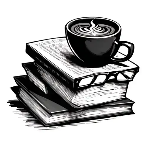 Books And Coffee Cup With Reading Glasses Simple