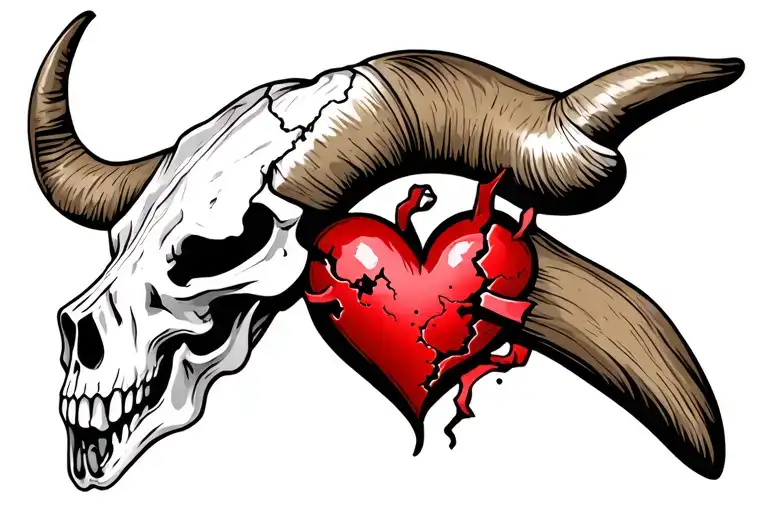 Longhorn Skull With A Broken Heart