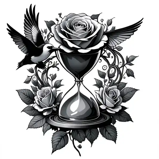 Hourglass Rose Tendrils Birds