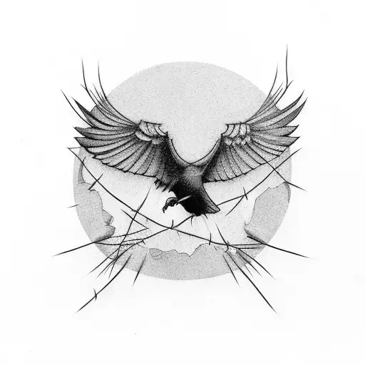 Crow With Barbed Wire