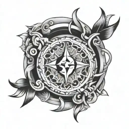 Sagittarius Polynesian Circle Tattoo Design Featuring