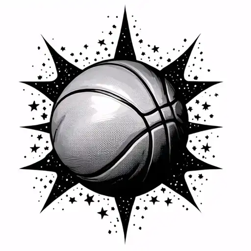 Basketball And Galaxy Filled With Stars
