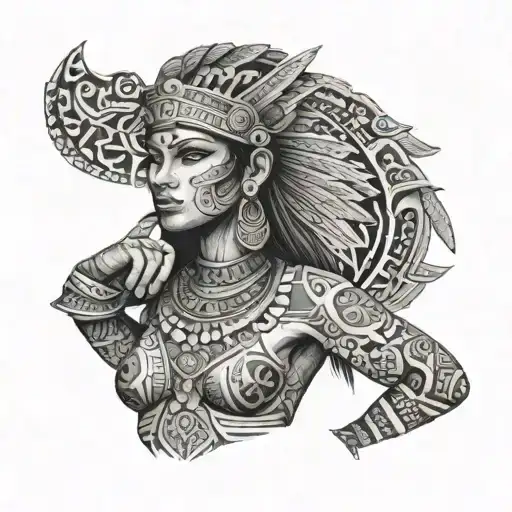 Sexy Nude Aztec Girl Full Body Very Detailed