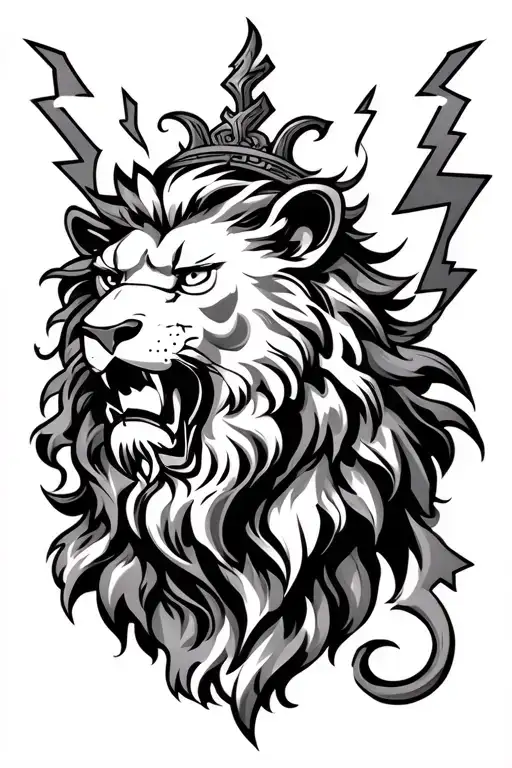 Lion Crest And Lightning