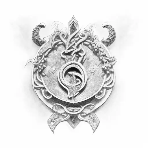 Intricate Black And Grey Laurel Wreath Wrapping Around The Spine