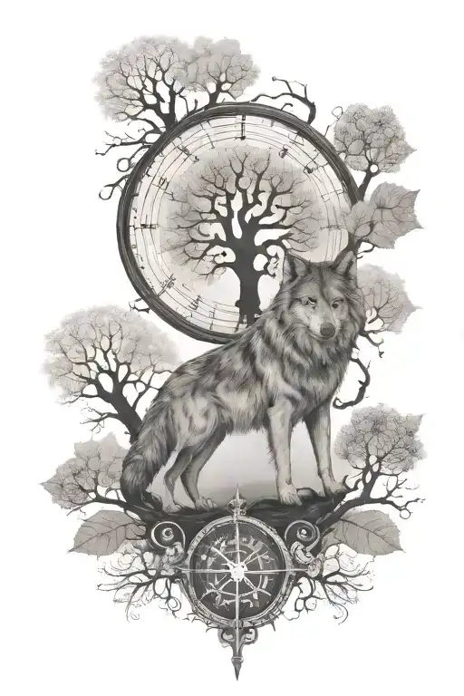 Feminin Vegvisir And Wolf
