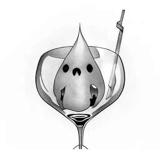 Cartoon Ghost Inside Of A Martini Glass
