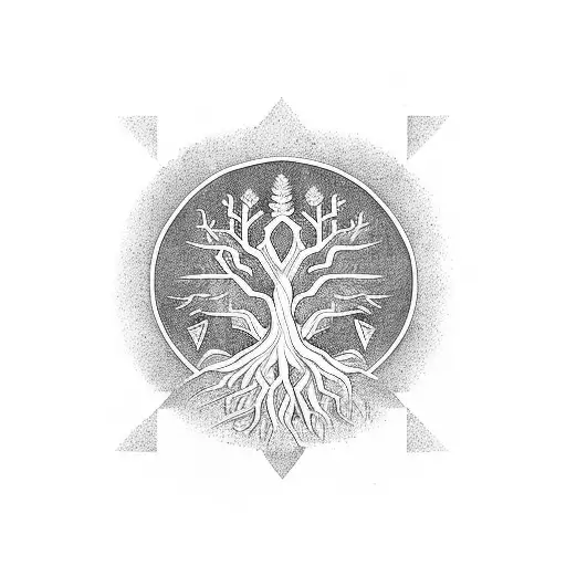 Tree Of Life Inside Chevron Arrows
