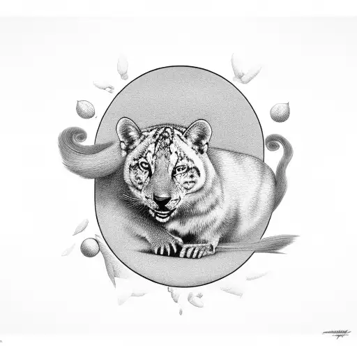 A Motherly Animal Surrounded By Her Four Young Ones