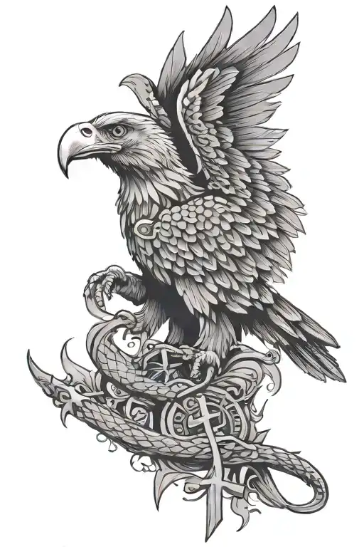 Christian Cross Eagle Alligator