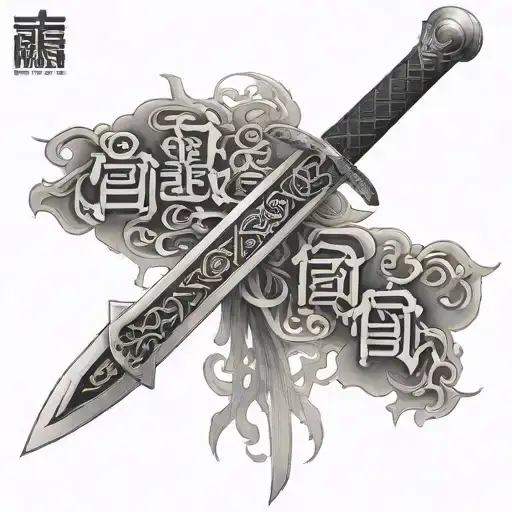 A Great Sword Made Up Of Chinese Words