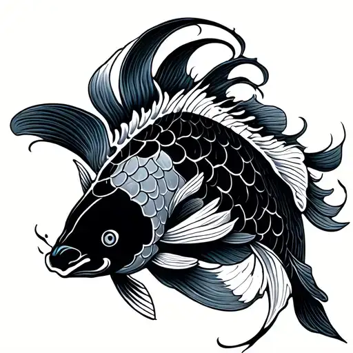 Koi Fish With Waves Minimalistic
