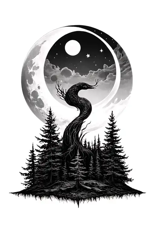 Forrest And Moon Merging Together