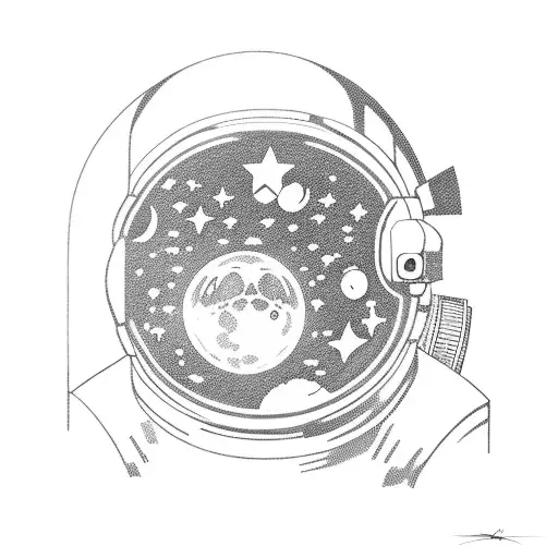 Full Body Astronaut Floating In Space With The Reflection Of The Moon On The Visor
