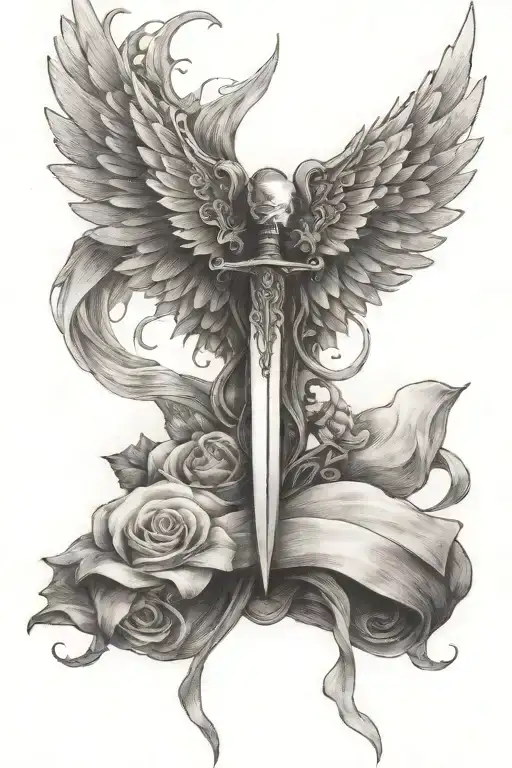 Fairy Wings With Sword In Between Them